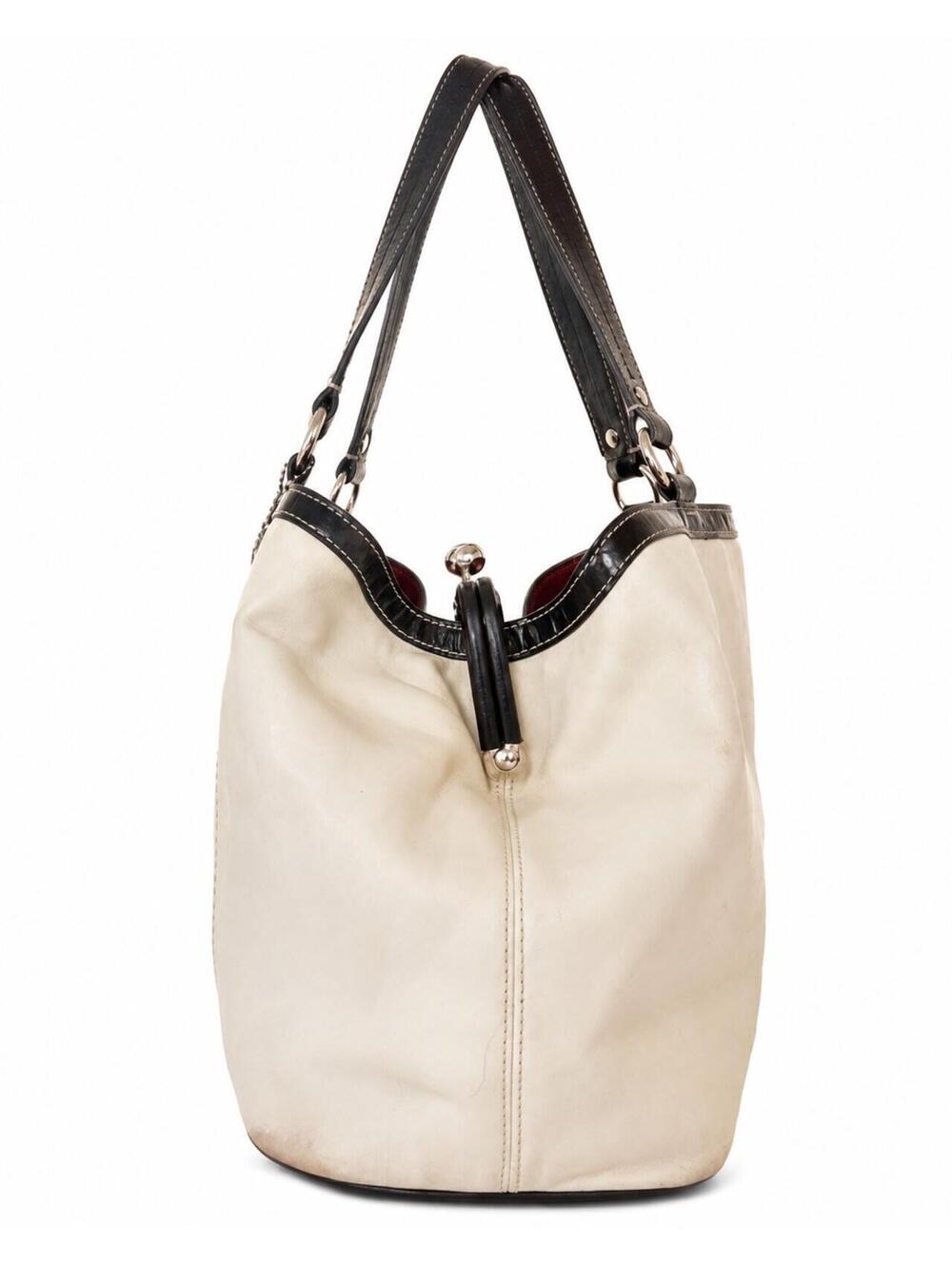 COACH Vintage Laura Leather Spectator Carryall Handbag Ivory & Navy F14866 - Picture 5 of 15